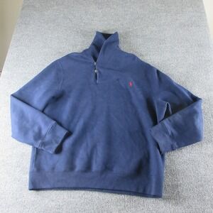 Polo By Ralph Lauren Sweatshirt Mens 2XL Blue Fleece Cowl Neck Button Pullover